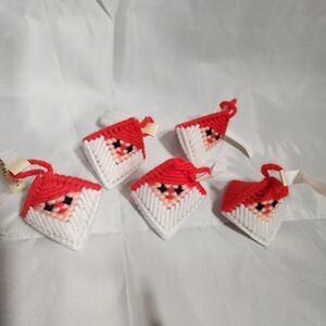 Christmas Santa “Squeeze My Cheeks” Ornament Lot – 5‑Piece Holiday Set